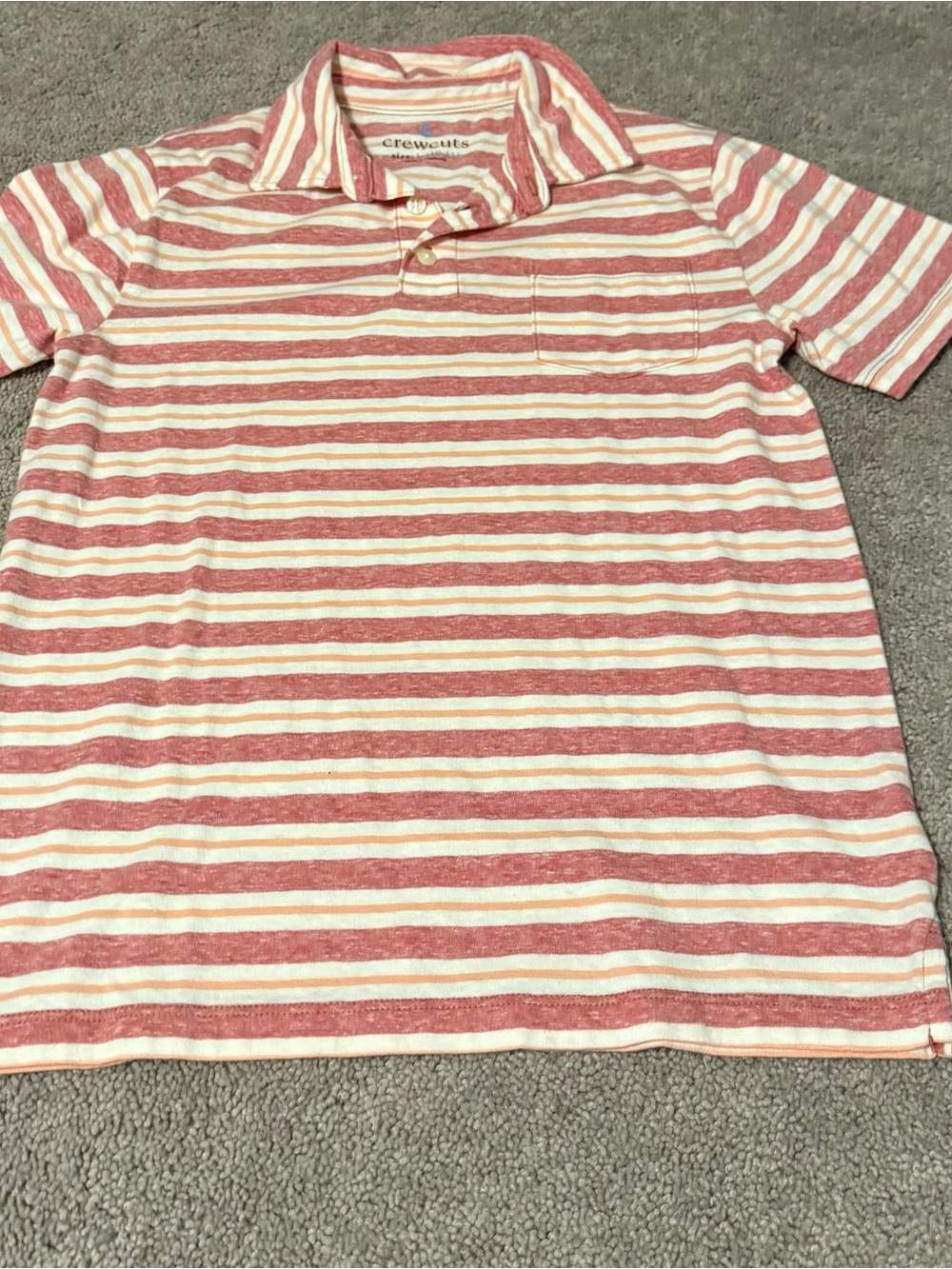 Crewcuts Coral and White Striped Polo Shirt